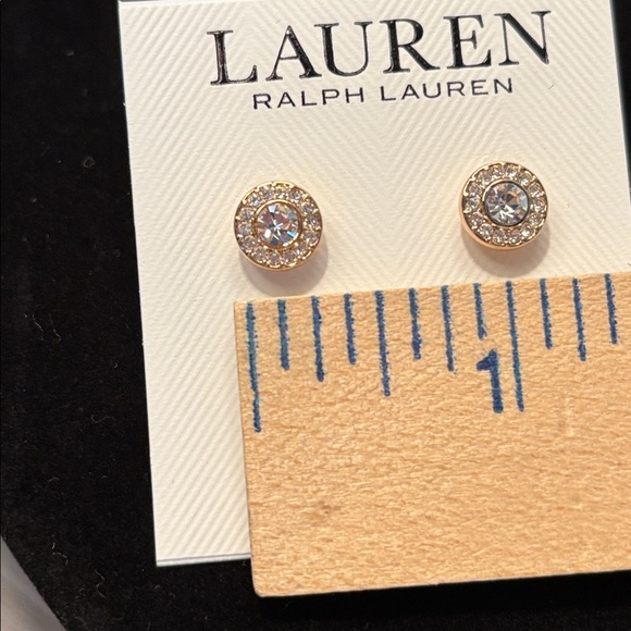 Ralph Lauren Halo Gold Tone CZ Stud Earrings - Picture 5 of 6